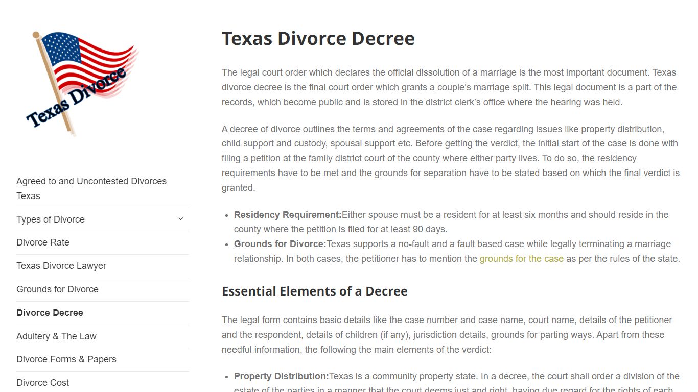 Texas Divorce Decree – Divorce in Texas