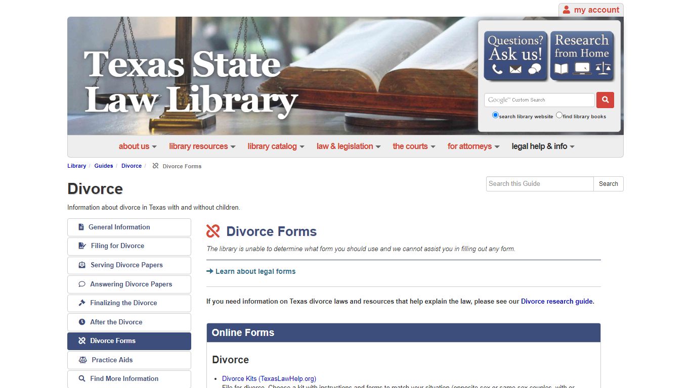 Divorce Forms - Divorce - Guides at Texas State Law Library