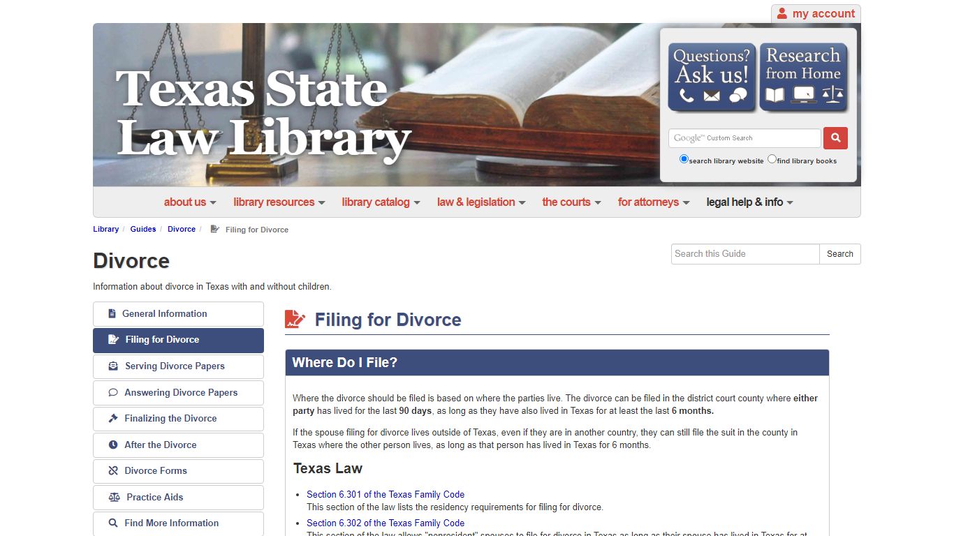 Filing for Divorce - Divorce - Guides at Texas State Law Library